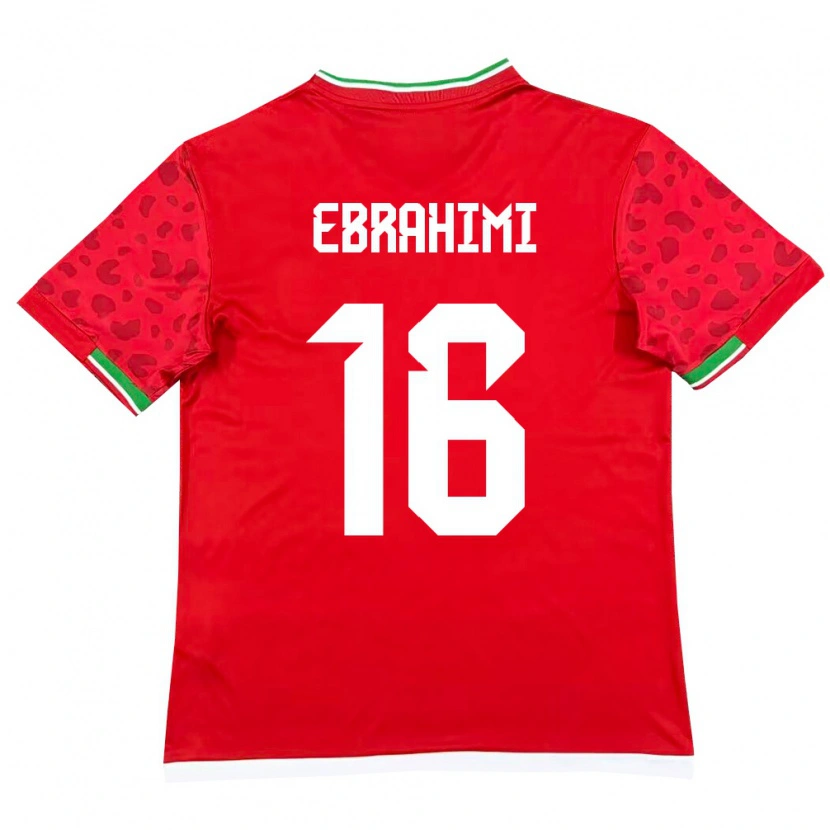 Danxen Hombre Camiseta Irán Omid Ebrahimi #16 Rojo Blanco 2ª Equipación 26-28 La Camisa México