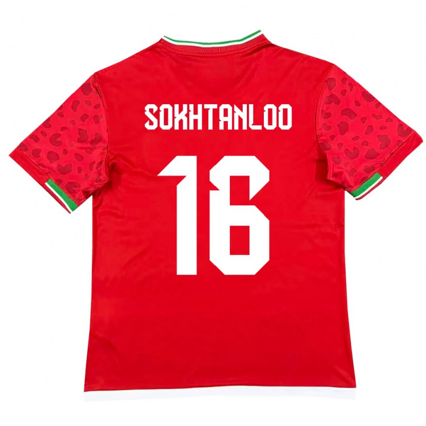 Danxen Hombre Camiseta Irán Abolfazl Sokhtanloo #16 Rojo Blanco 2ª Equipación 26-28 La Camisa México
