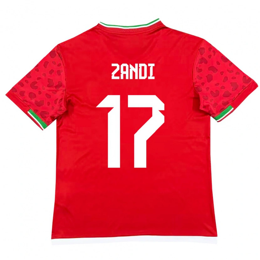 Danxen Hombre Camiseta Irán Negin Zandi #17 Rojo Blanco 2ª Equipación 26-28 La Camisa México