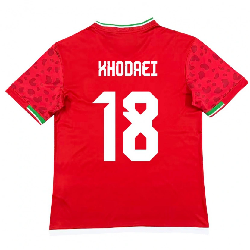 Danxen Hombre Camiseta Irán Alireza Khodaei #18 Rojo Blanco 2ª Equipación 26-28 La Camisa México