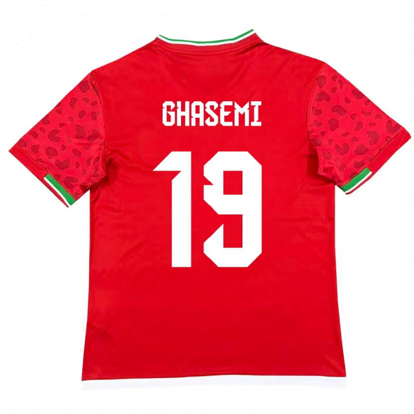 Danxen Hombre Camiseta Irán Mohammad Ghasemi #19 Rojo Blanco 2ª Equipación 26-28 La Camisa México