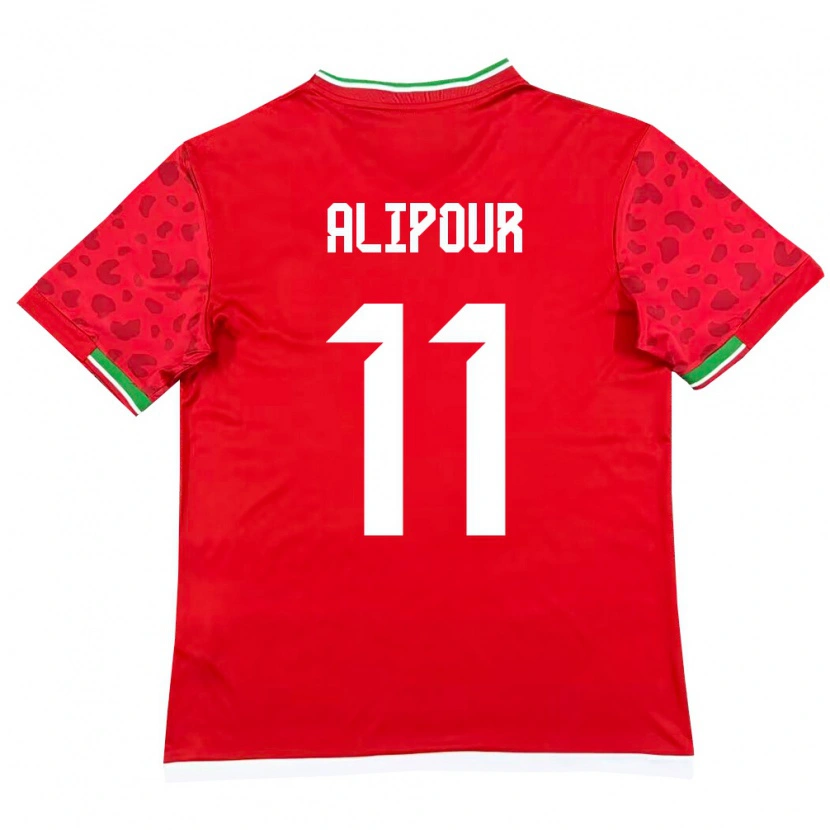 Danxen Hombre Camiseta Irán Ali Alipour #11 Rojo Blanco 2ª Equipación 26-28 La Camisa México