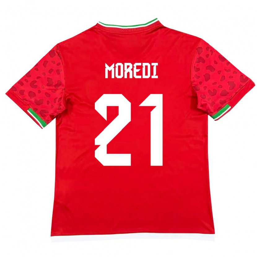 Danxen Hombre Camiseta Irán Abolfazl Moredi #21 Rojo Blanco 2ª Equipación 26-28 La Camisa México