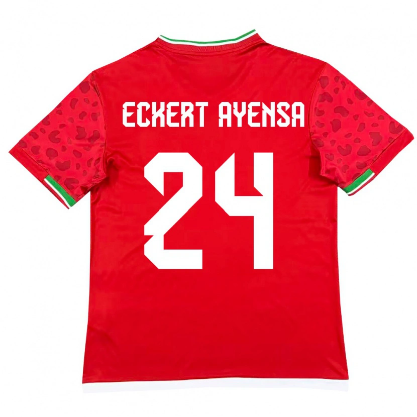 Danxen Hombre Camiseta Irán Dennis Eckert Ayensa #24 Rojo Blanco 2ª Equipación 26-28 La Camisa México