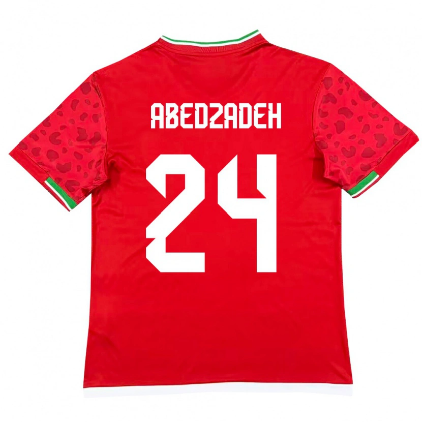 Danxen Hombre Camiseta Irán Amir Abedzadeh #24 Rojo Blanco 2ª Equipación 26-28 La Camisa México