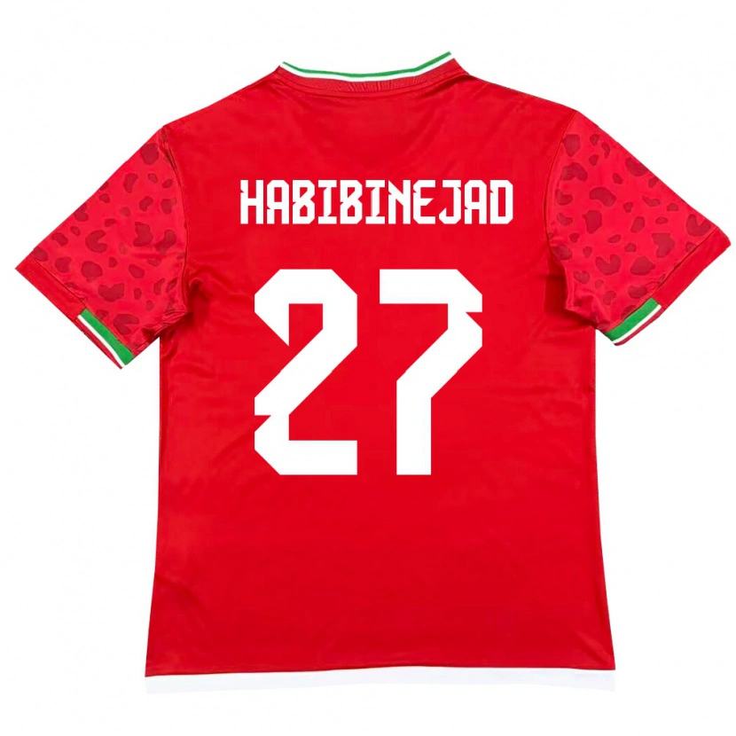 Danxen Hombre Camiseta Irán Hadi Habibinejad #27 Rojo Blanco 2ª Equipación 26-28 La Camisa México