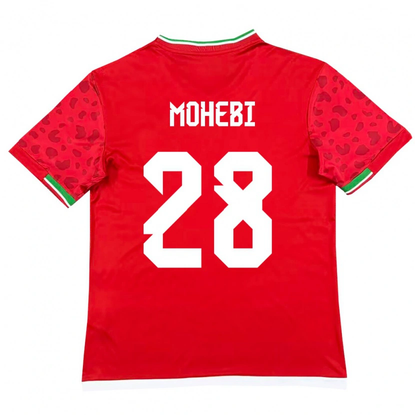 Danxen Hombre Camiseta Irán Mohammadmehdi Mohebi #28 Rojo Blanco 2ª Equipación 26-28 La Camisa México