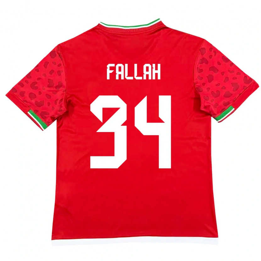 Danxen Hombre Camiseta Irán Saman Fallah #34 Rojo Blanco 2ª Equipación 26-28 La Camisa México