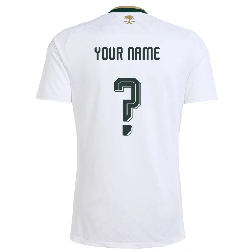 Danxen Hombre Camiseta Arabia Saudita Su Nombre #0 Blanco Verde Oro 2ª Equipación 26-28 La Camisa México
