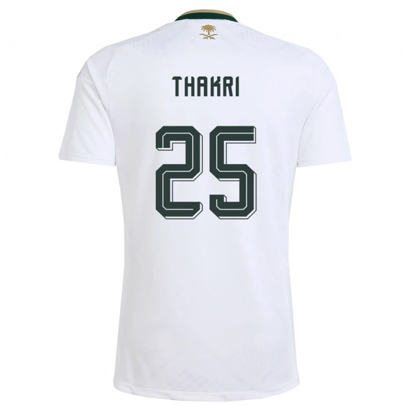 Danxen Hombre Camiseta Arabia Saudita Jehad Thakri #25 Blanco Verde Oro 2ª Equipación 26-28 La Camisa México