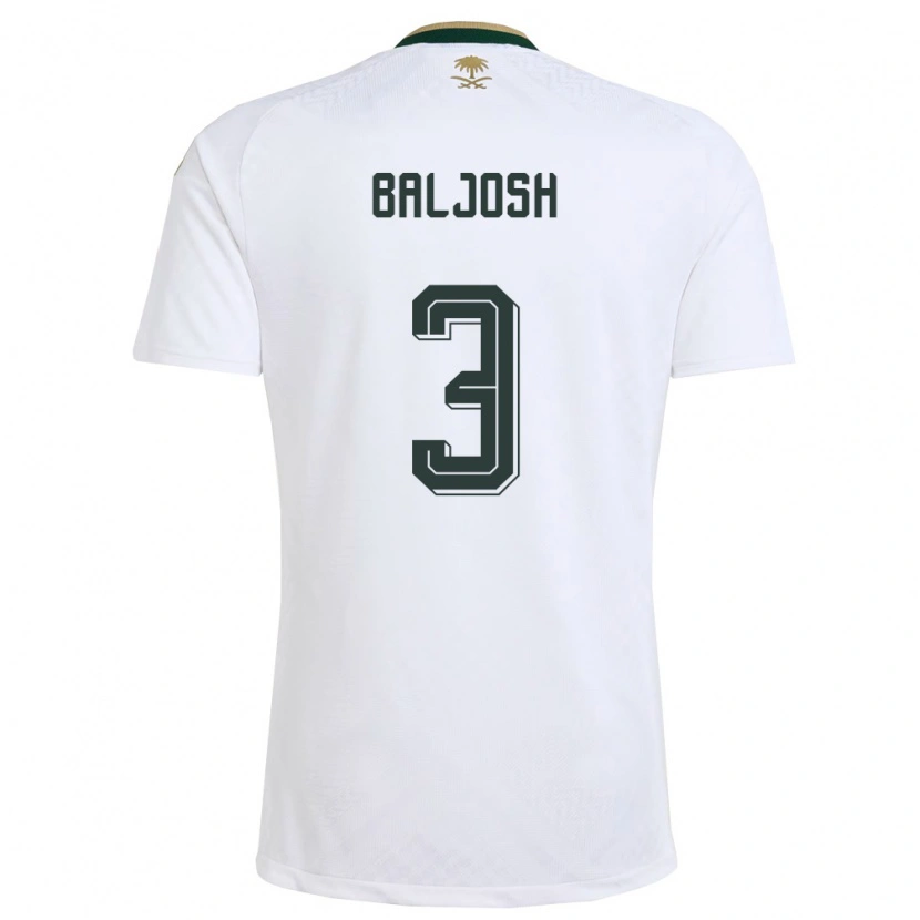 Danxen Hombre Camiseta Arabia Saudita Turki Baljosh #3 Blanco Verde Oro 2ª Equipación 26-28 La Camisa México