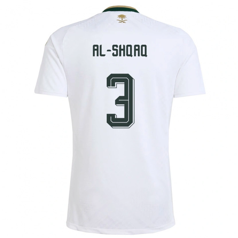Danxen Hombre Camiseta Arabia Saudita Montadhar Al-Shqaq #3 Blanco Verde Oro 2ª Equipación 26-28 La Camisa México