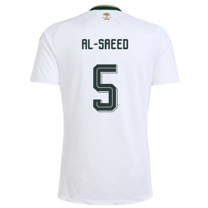 Danxen Hombre Camiseta Arabia Saudita Turki Al-Saeed #5 Blanco Verde Oro 2ª Equipación 26-28 La Camisa México