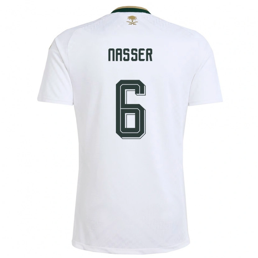 Danxen Hombre Camiseta Arabia Saudita Nasser Al-Dawsari #6 Blanco Verde Oro 2ª Equipación 26-28 La Camisa México
