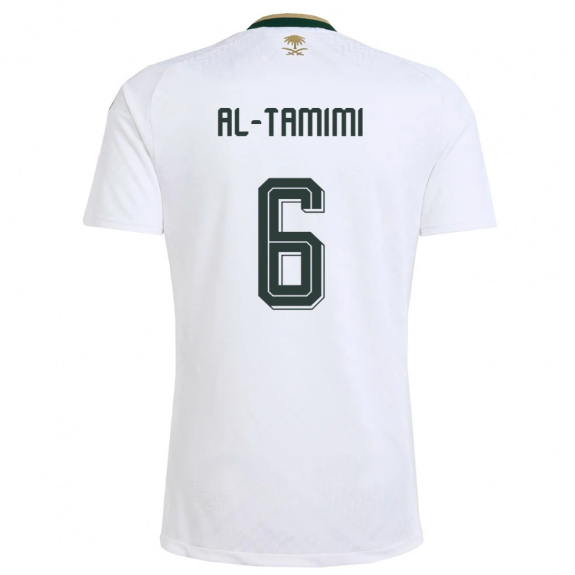 Danxen Hombre Camiseta Arabia Saudita Maryam Al Tamimi #6 Blanco Verde Oro 2ª Equipación 26-28 La Camisa México