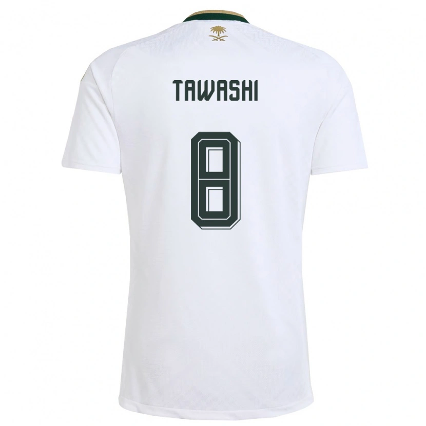 Danxen Hombre Camiseta Arabia Saudita Maher Tawashi #8 Blanco Verde Oro 2ª Equipación 26-28 La Camisa México