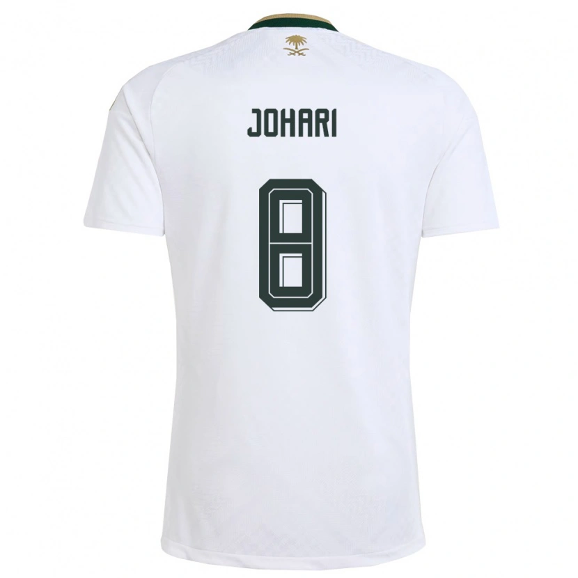 Danxen Hombre Camiseta Arabia Saudita Layan Johari #8 Blanco Verde Oro 2ª Equipación 26-28 La Camisa México