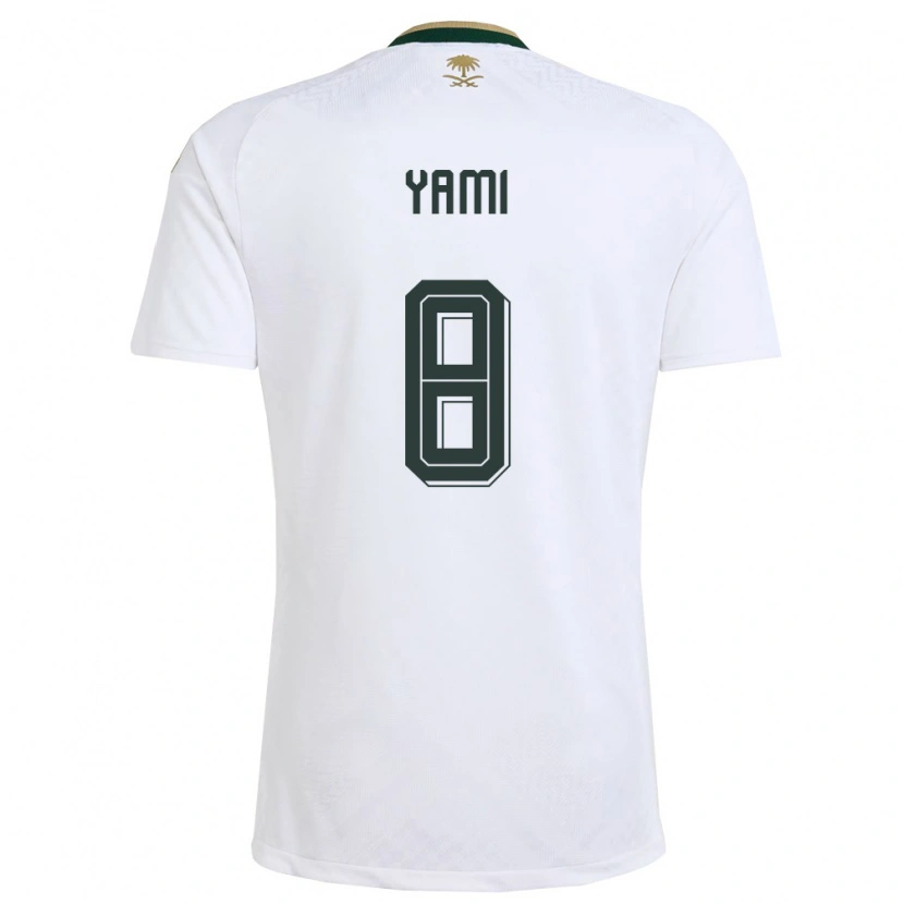 Danxen Hombre Camiseta Arabia Saudita Riyadh Yami #8 Blanco Verde Oro 2ª Equipación 26-28 La Camisa México