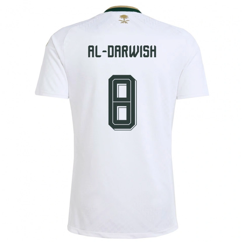 Danxen Hombre Camiseta Arabia Saudita Mohammed Al-Darwish #8 Blanco Verde Oro 2ª Equipación 26-28 La Camisa México