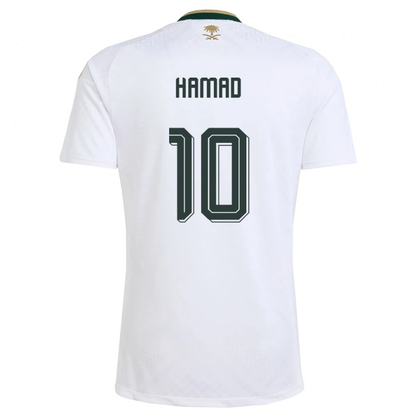 Danxen Hombre Camiseta Arabia Saudita Sarah Hamad #10 Blanco Verde Oro 2ª Equipación 26-28 La Camisa México