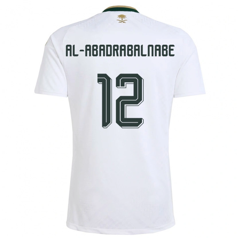 Danxen Hombre Camiseta Arabia Saudita Ahmed Musallam Al-Abadrabalnabe #12 Blanco Verde Oro 2ª Equipación 26-28 La Camisa México