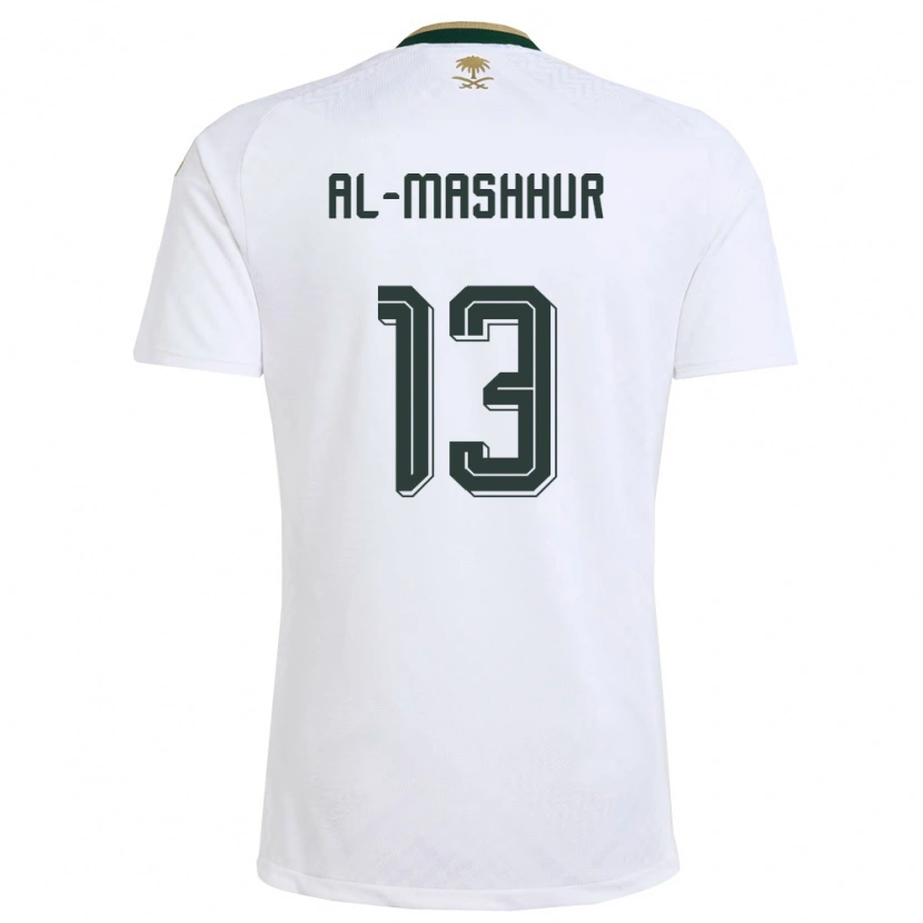 Danxen Hombre Camiseta Arabia Saudita Fawaz Al-Mashhur #13 Blanco Verde Oro 2ª Equipación 26-28 La Camisa México