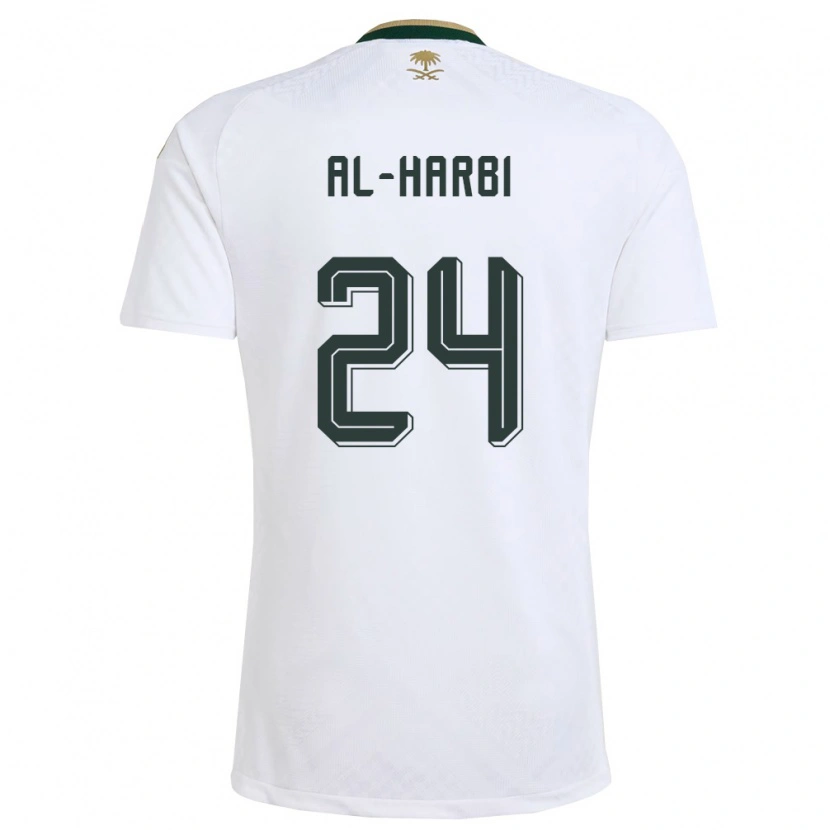 Danxen Hombre Camiseta Arabia Saudita Moteb Al-Harbi #24 Blanco Verde Oro 2ª Equipación 26-28 La Camisa México