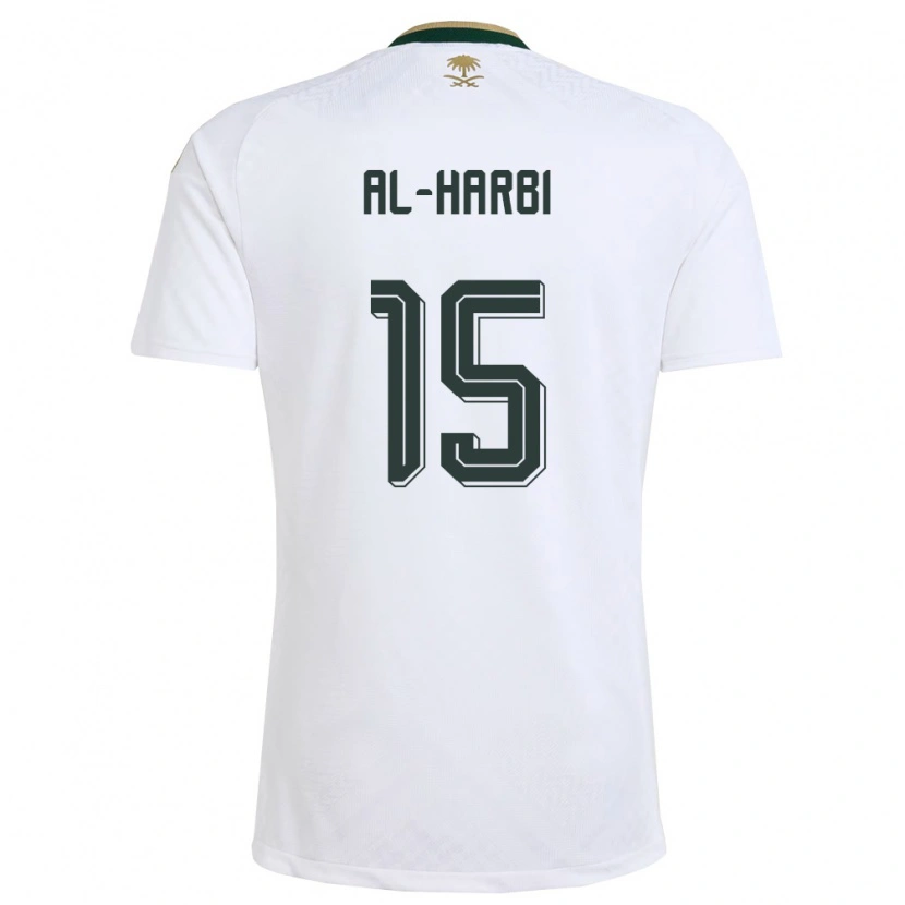 Danxen Hombre Camiseta Arabia Saudita Mashael Al Harbi #15 Blanco Verde Oro 2ª Equipación 26-28 La Camisa México