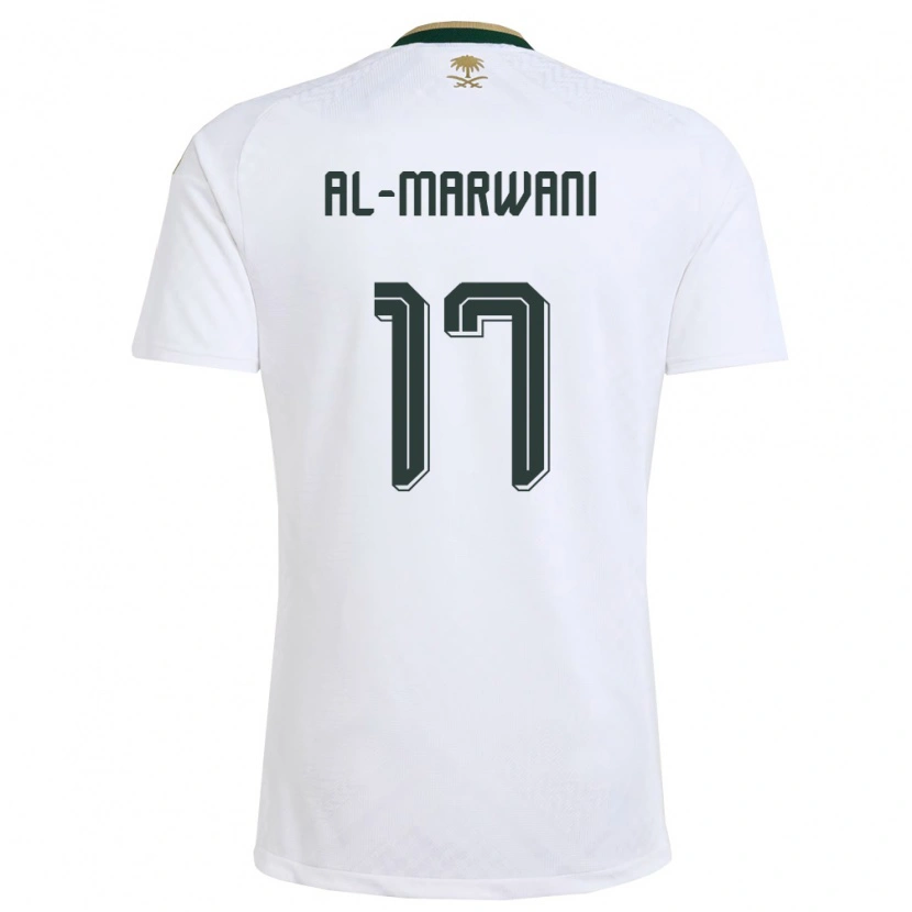 Danxen Hombre Camiseta Arabia Saudita Abdulmalik Al-Marwani #17 Blanco Verde Oro 2ª Equipación 26-28 La Camisa México
