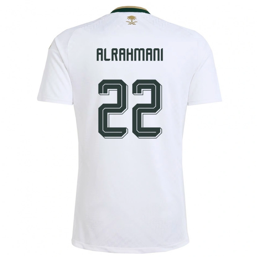 Danxen Hombre Camiseta Arabia Saudita Saleh Alrahmani #22 Blanco Verde Oro 2ª Equipación 26-28 La Camisa México