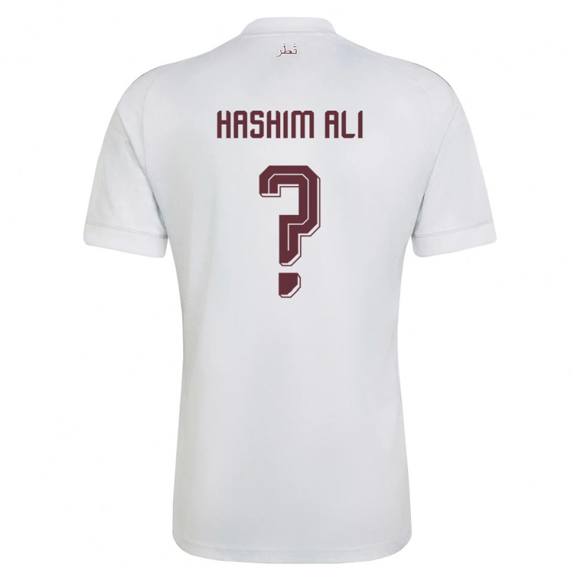 Danxen Hombre Camiseta Catar Hashim Ali #0 Blanco Borgoña 2ª Equipación 26-28 La Camisa México