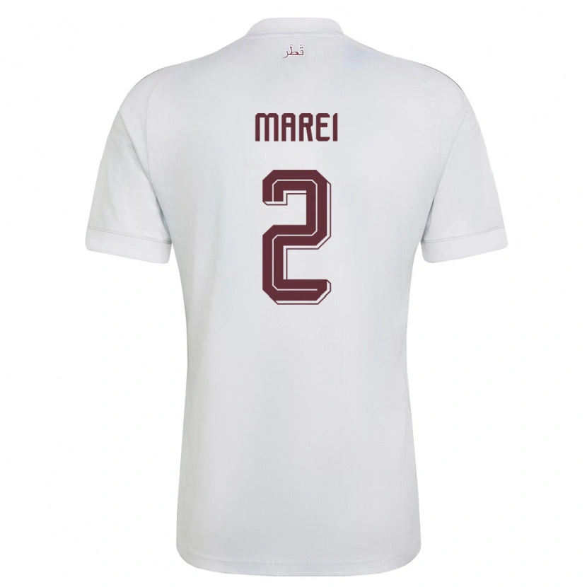 Danxen Hombre Camiseta Catar Yousef Marei #2 Blanco Borgoña 2ª Equipación 26-28 La Camisa México