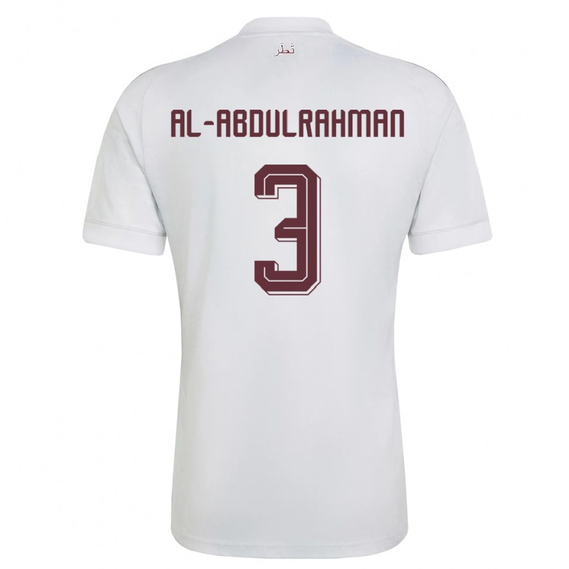 Danxen Hombre Camiseta Catar Sultan Al-Abdulrahman #3 Blanco Borgoña 2ª Equipación 26-28 La Camisa México