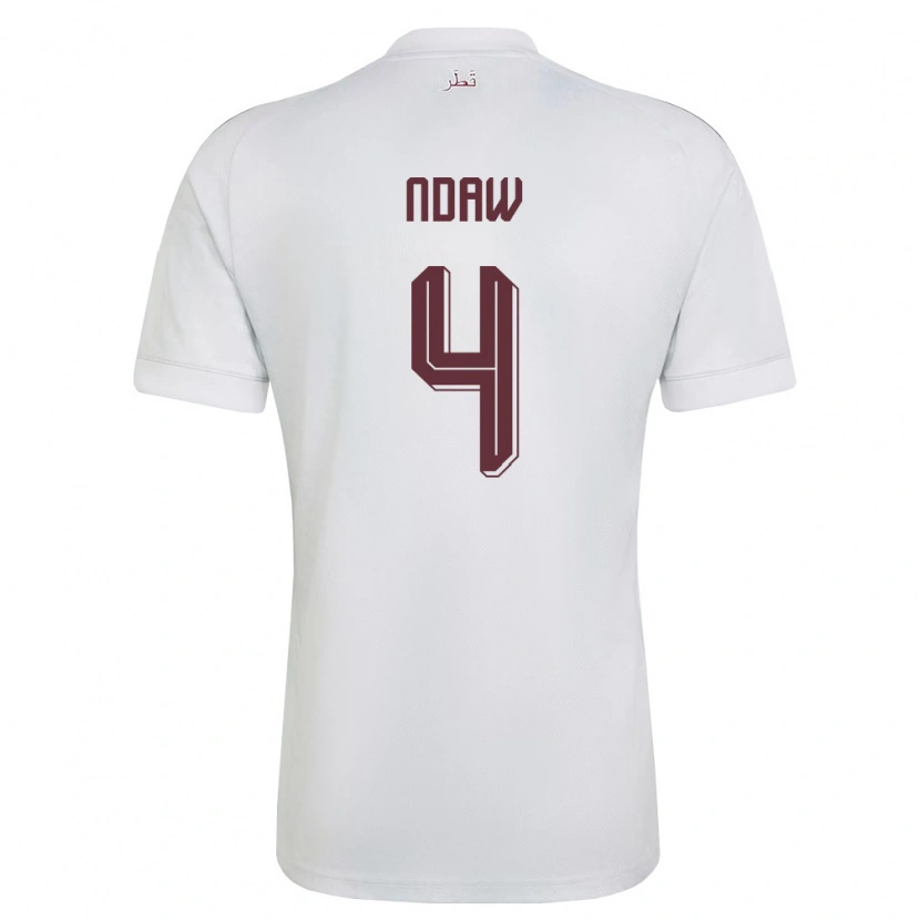 Danxen Hombre Camiseta Catar Al-Shaik Ndaw #4 Blanco Borgoña 2ª Equipación 26-28 La Camisa México