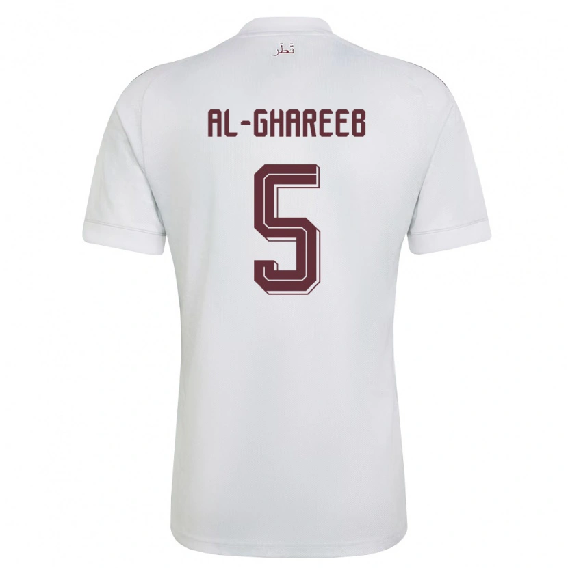 Danxen Hombre Camiseta Catar Hassan Mohammed Al-Ghareeb #5 Blanco Borgoña 2ª Equipación 26-28 La Camisa México