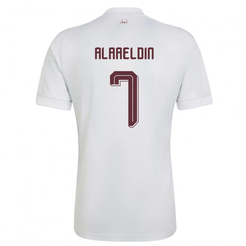 Danxen Hombre Camiseta Catar Ahmed Alaaeldin #7 Blanco Borgoña 2ª Equipación 26-28 La Camisa México