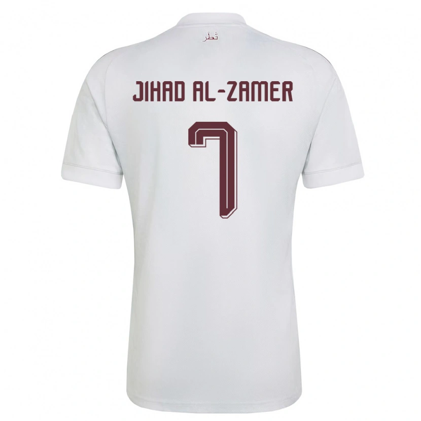 Danxen Hombre Camiseta Catar Mohammed Jihad Al-Zamer #7 Blanco Borgoña 2ª Equipación 26-28 La Camisa México