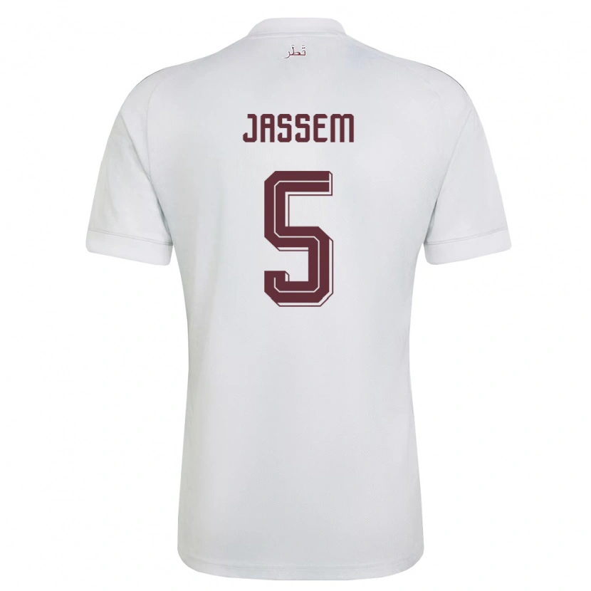 Danxen Hombre Camiseta Catar Jassem Gaber #5 Blanco Borgoña 2ª Equipación 26-28 La Camisa México
