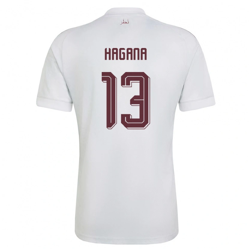 Danxen Hombre Camiseta Catar Ahmed Hagana #13 Blanco Borgoña 2ª Equipación 26-28 La Camisa México