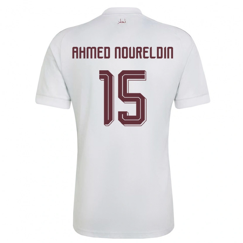 Danxen Hombre Camiseta Catar Asim Ahmed Noureldin #15 Blanco Borgoña 2ª Equipación 26-28 La Camisa México