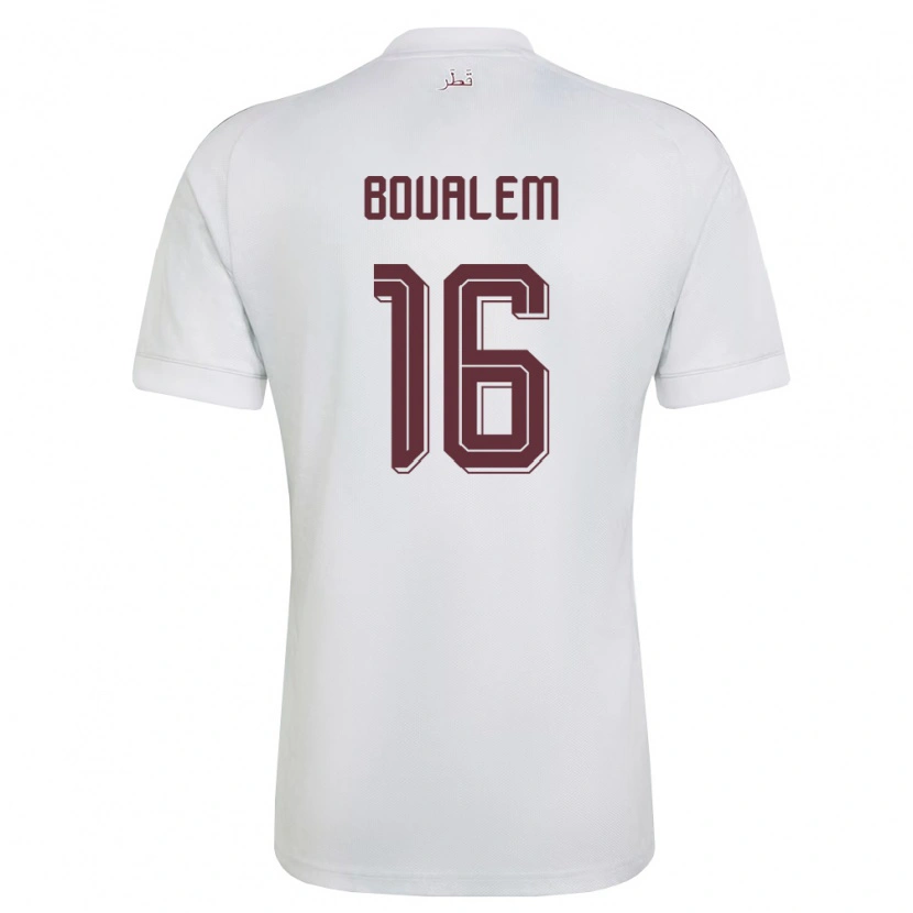 Danxen Hombre Camiseta Catar Boualem Khoukhi #16 Blanco Borgoña 2ª Equipación 26-28 La Camisa México