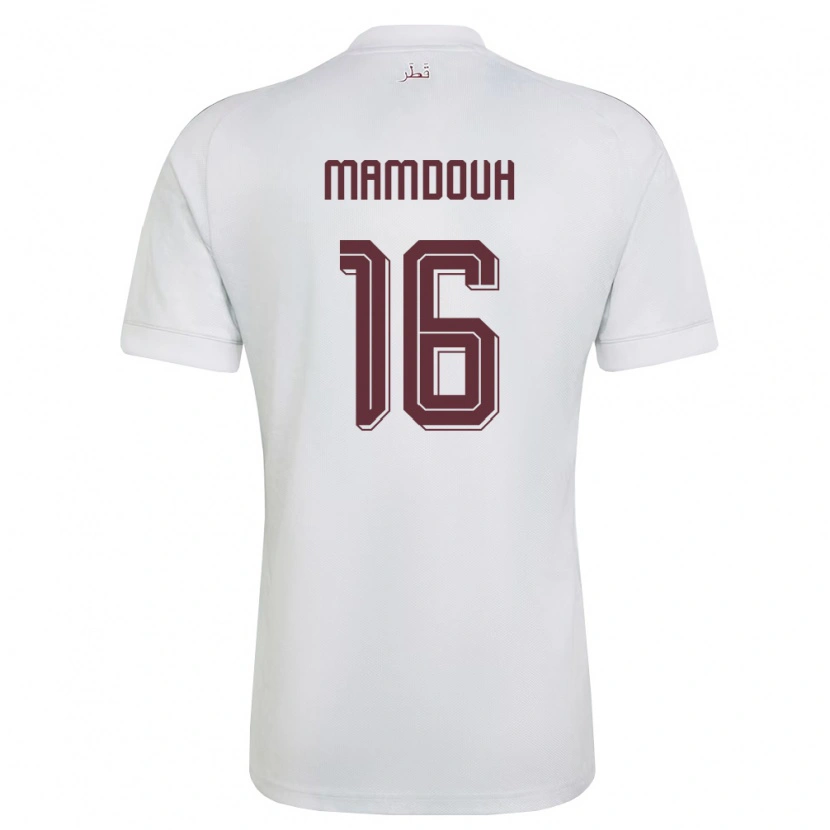 Danxen Hombre Camiseta Catar Bahaa Mamdouh #16 Blanco Borgoña 2ª Equipación 26-28 La Camisa México