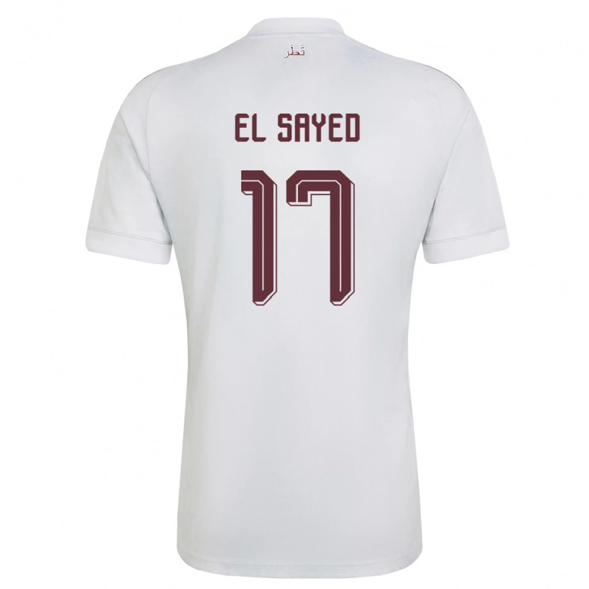 Danxen Hombre Camiseta Catar Mostafa El Sayed #17 Blanco Borgoña 2ª Equipación 26-28 La Camisa México