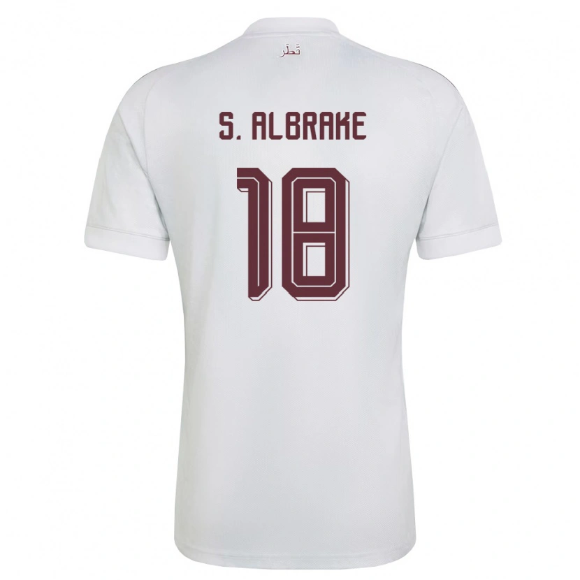 Danxen Hombre Camiseta Catar Sultan Al-Brake #18 Blanco Borgoña 2ª Equipación 26-28 La Camisa México