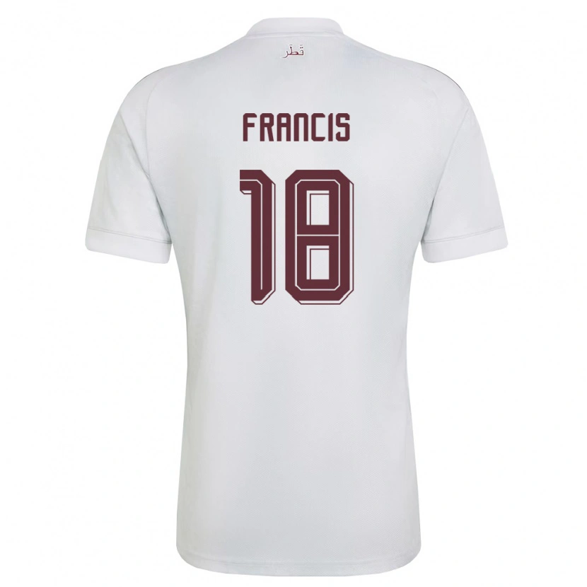 Danxen Hombre Camiseta Catar Emmanuel Francis #18 Blanco Borgoña 2ª Equipación 26-28 La Camisa México