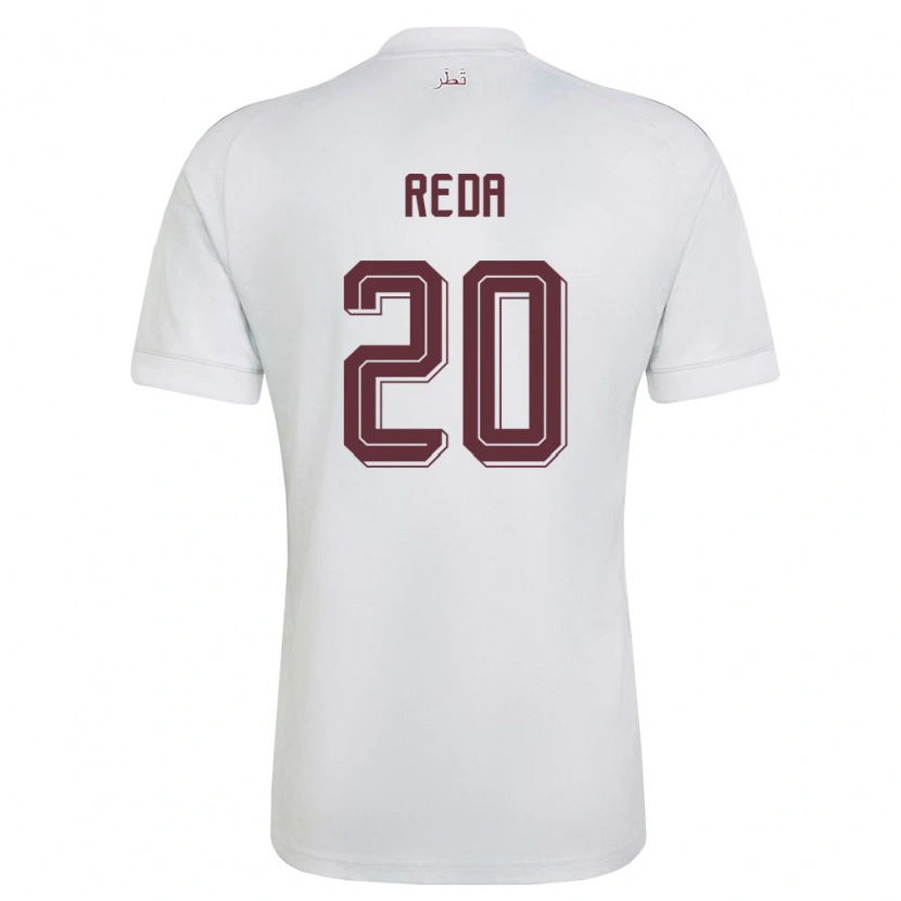 Danxen Hombre Camiseta Catar Salem Reda #20 Blanco Borgoña 2ª Equipación 26-28 La Camisa México