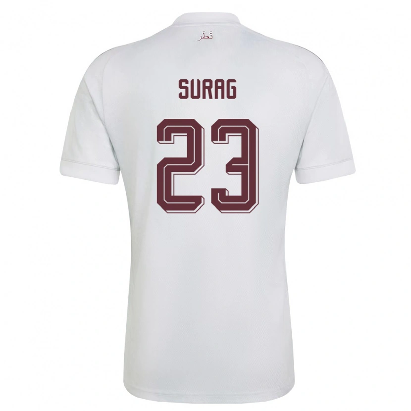 Danxen Hombre Camiseta Catar Mohamed Surag #23 Blanco Borgoña 2ª Equipación 26-28 La Camisa México