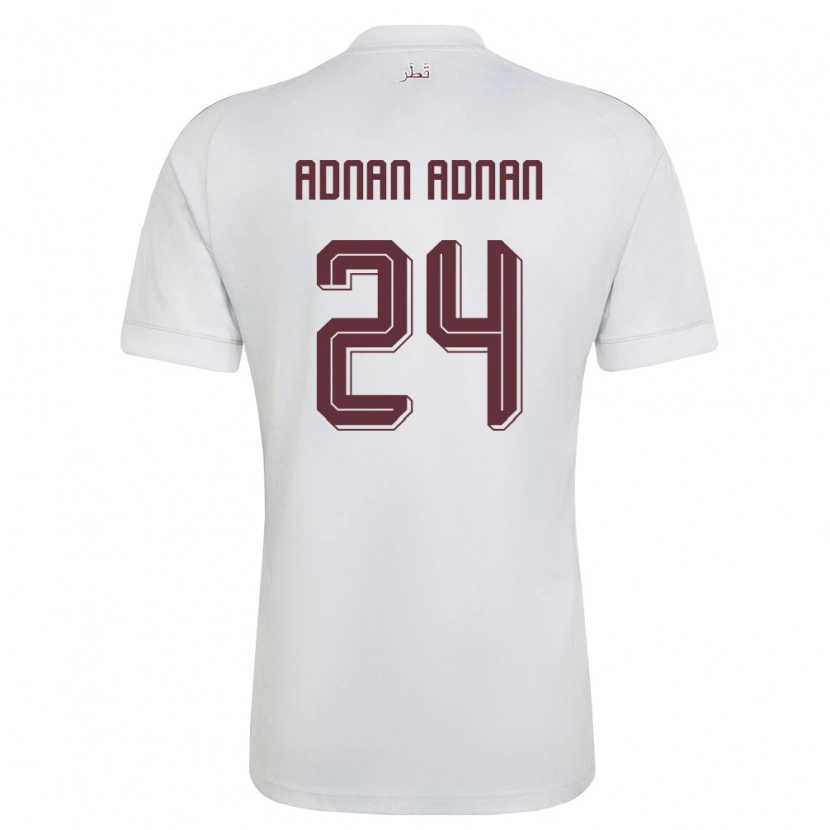 Danxen Hombre Camiseta Catar Adham Adnan Adnan #24 Blanco Borgoña 2ª Equipación 26-28 La Camisa México