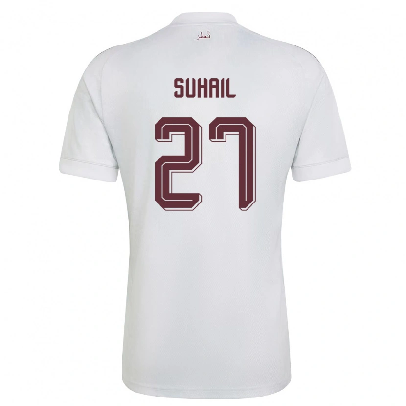 Danxen Hombre Camiseta Catar Ahmed Suhail #27 Blanco Borgoña 2ª Equipación 26-28 La Camisa México