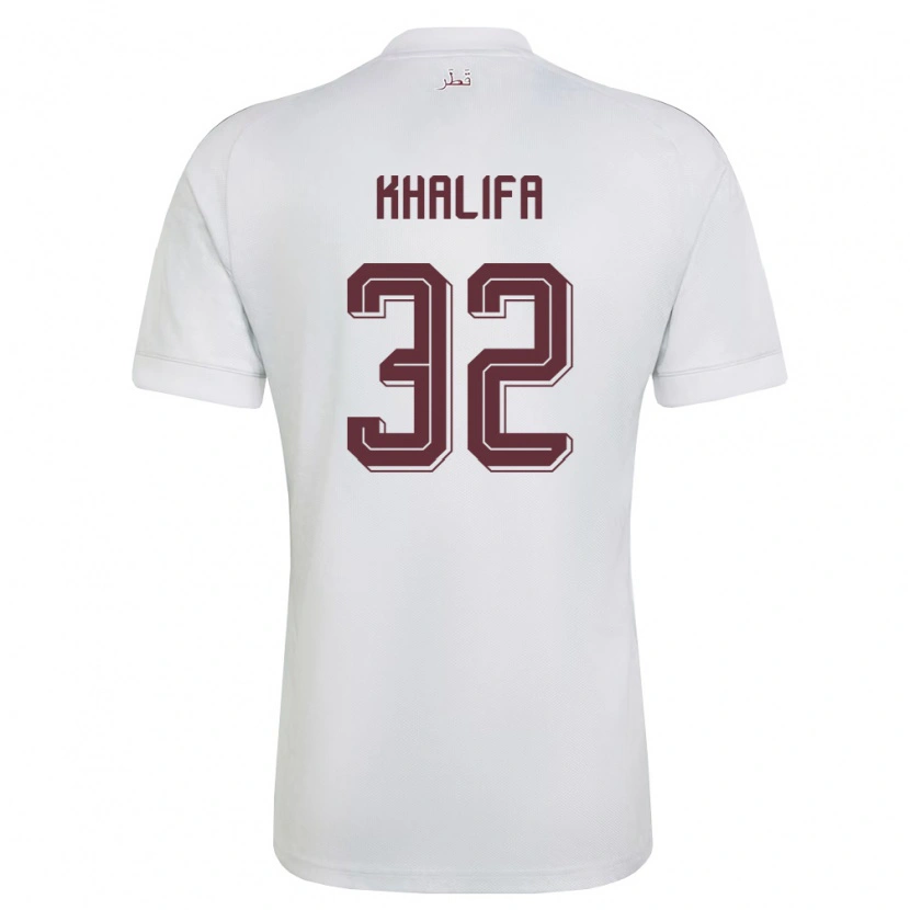 Danxen Hombre Camiseta Catar Duana Khalifa #32 Blanco Borgoña 2ª Equipación 26-28 La Camisa México